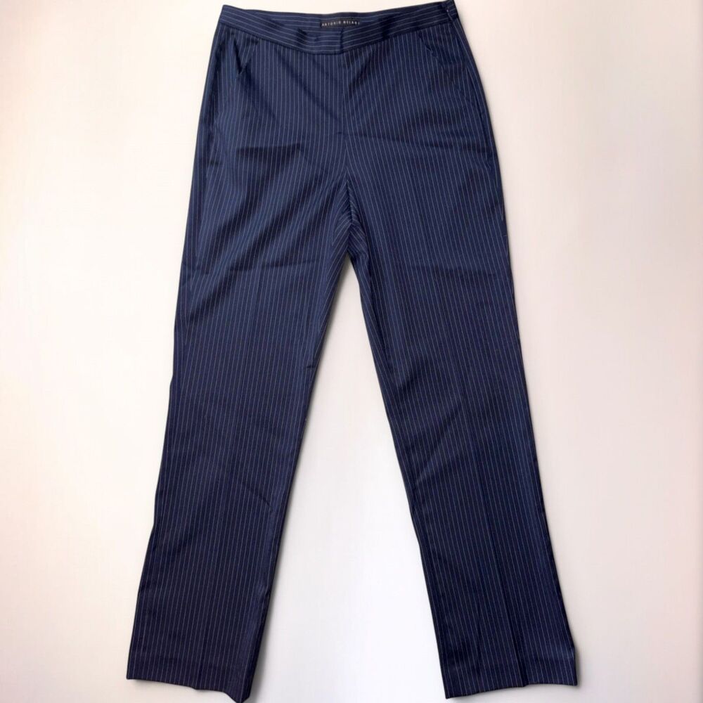 Antonio Melani Women’s Size 4 Navy Blue Pinstripe Dress Pants Side Zip Work